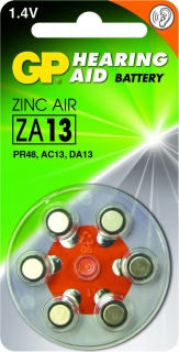 Pilas Zink Air para audífono - ZA13, 6 unidades