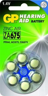 Pilas Zink Air para audífono - ZA675, 6 unidades