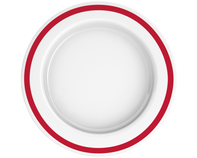 Teller mit Kipp-Trick 921 schmaler Rand rot_Draufsicht 