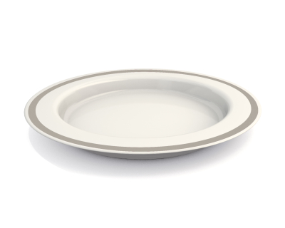Teller mit Kipp-Trick 921 schmaler Rand leinen 