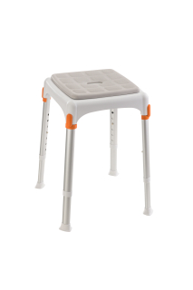 Taburete de ducha – cuadrado - asiento blando gris claro  